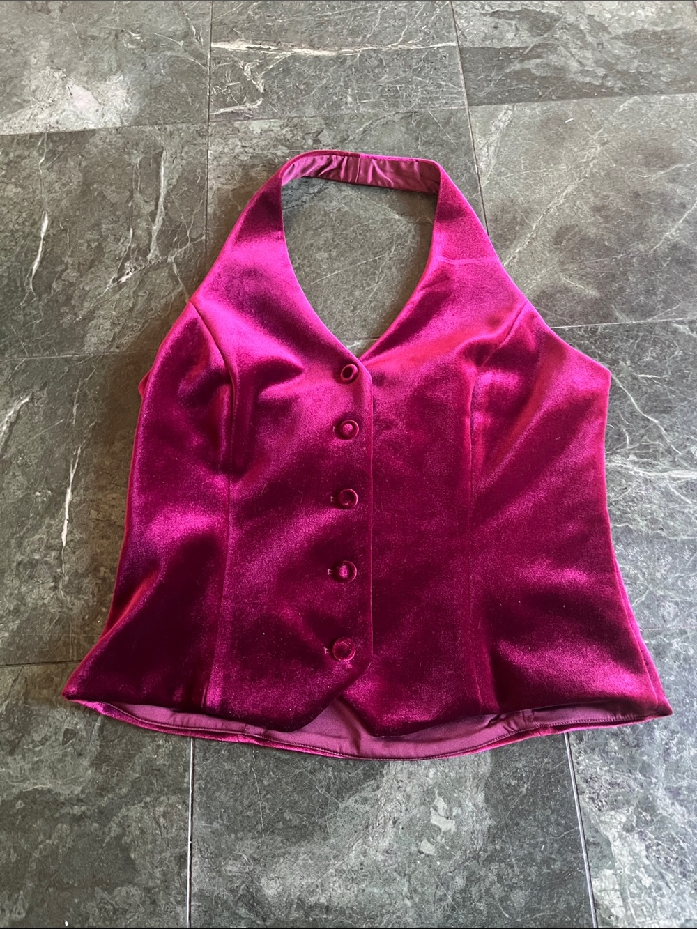 White House Black Market Velvet Halter Camisole - Magenta
